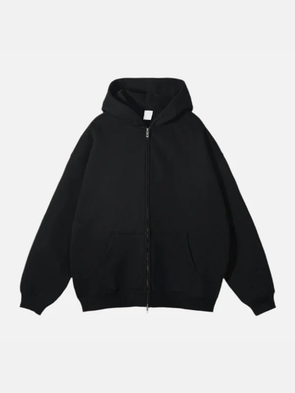 ESSENTIAL DOUBLE ZIP HOODIE - BLACK – Ducere