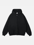 ESSENTIAL DOUBLE ZIP HOODIE - BLACK