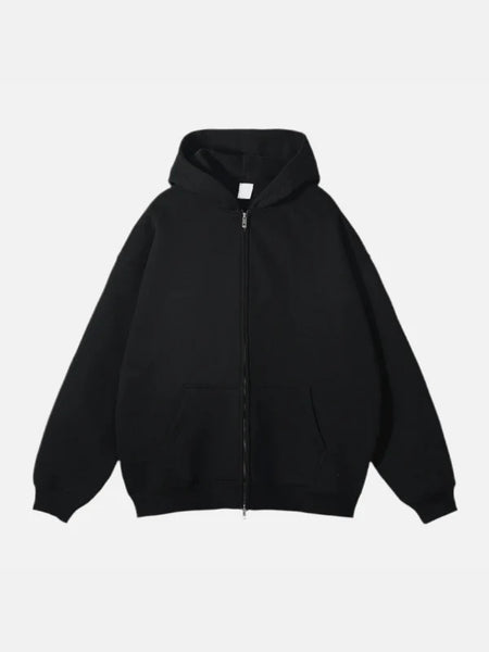 ESSENTIAL DOUBLE ZIP HOODIE - BLACK – Ducere