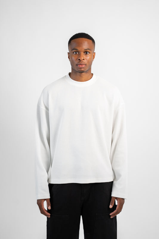 White Waffle Knit - Front