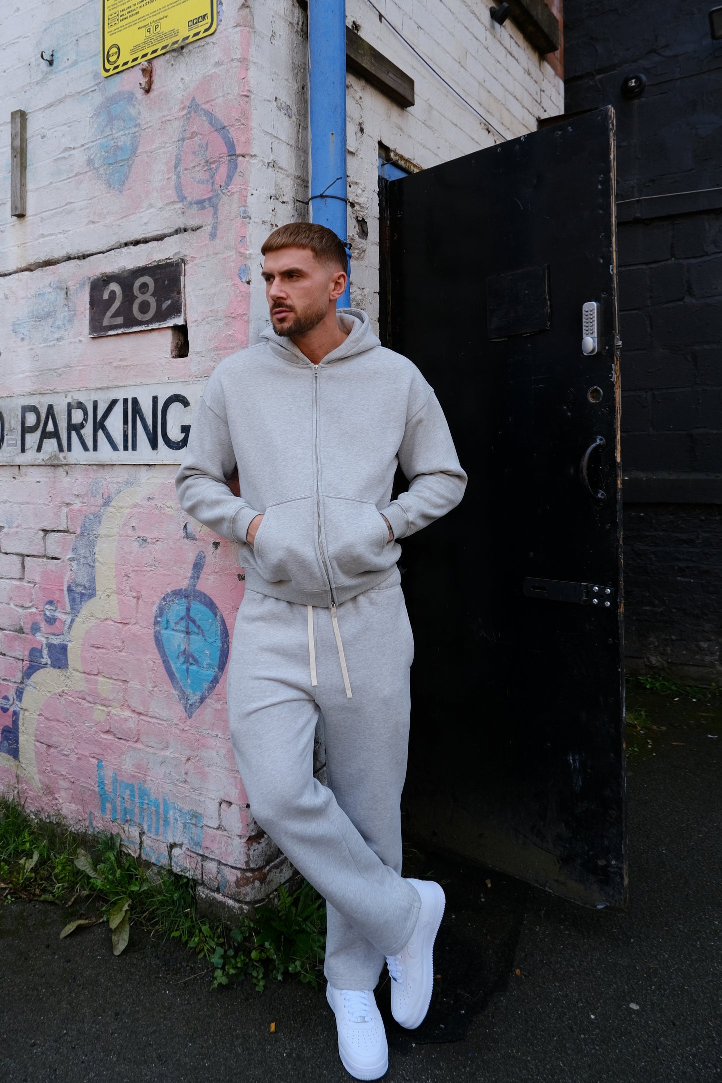 ESSENTIAL DOUBLE ZIP HOODIE - GREY