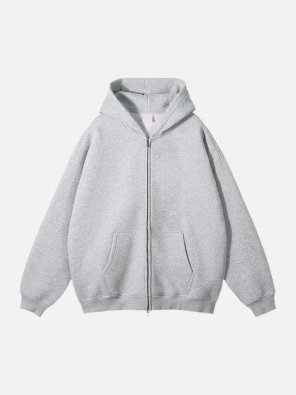 ESSENTIAL DOUBLE ZIP HOODIE - GREY