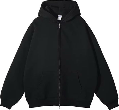 ESSENTIAL DOUBLE ZIP HOODIE - BLACK