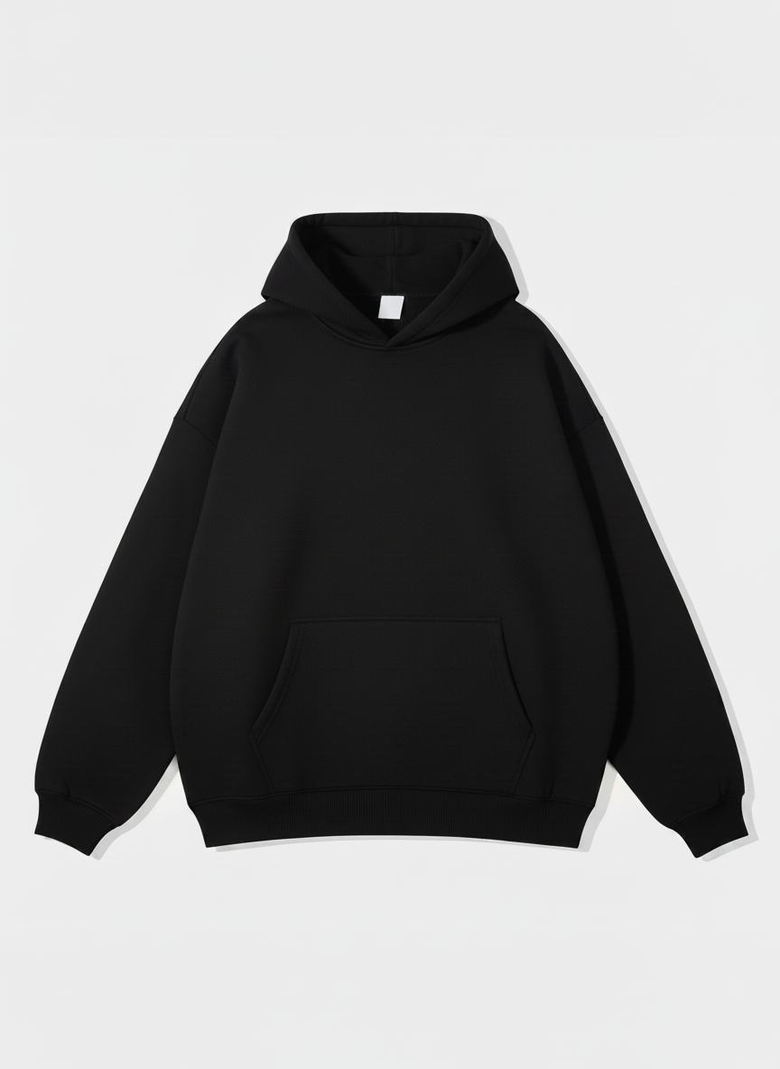RELAXED FIT HOODIE - BLACK